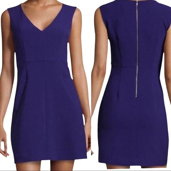 DIANE VON FURSTENBURG Halle Ponte Knit Purple Sleeveless Dress - Picture 2 of 16